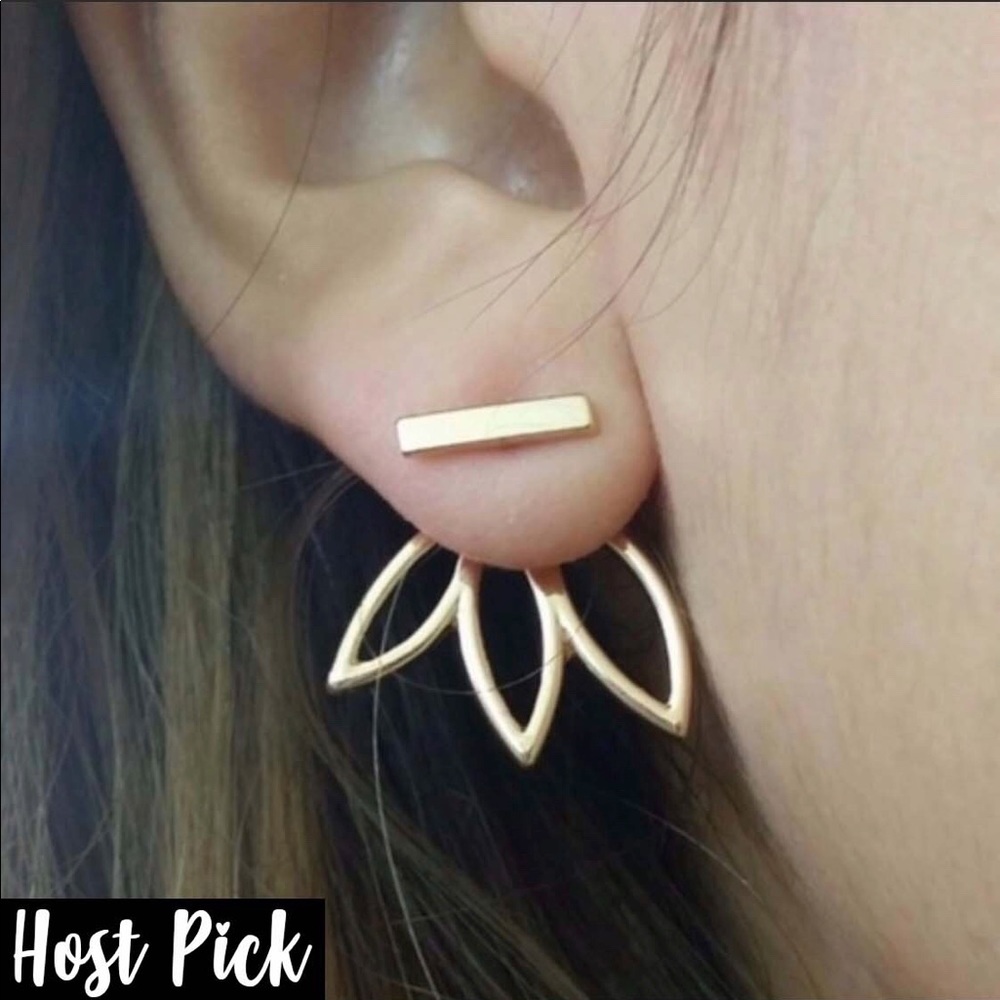 • Rowan • Lotus Front Back Studs - Picture 1 of 3